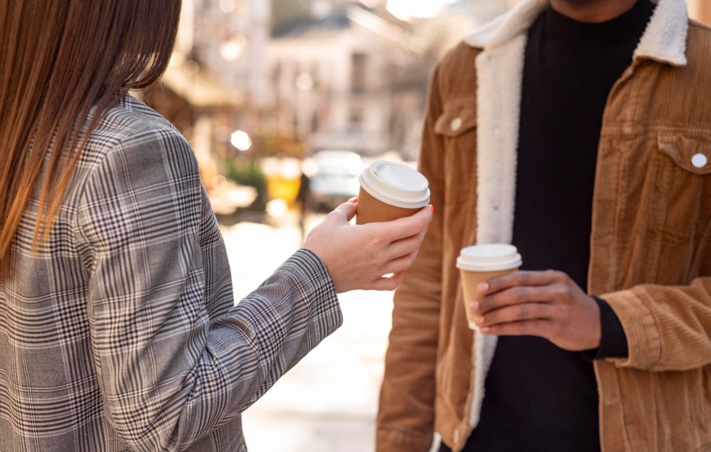 Automatic customers getting coffee