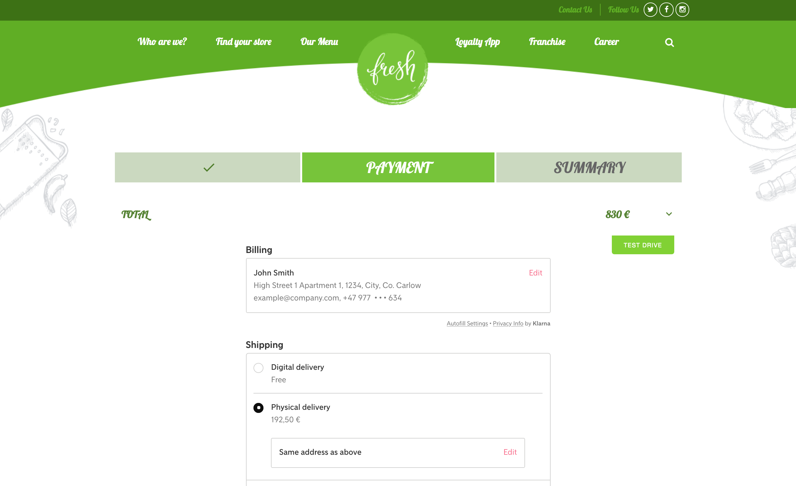 Payment Screen