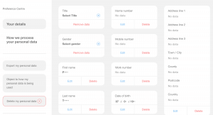 managing or deleting personal data