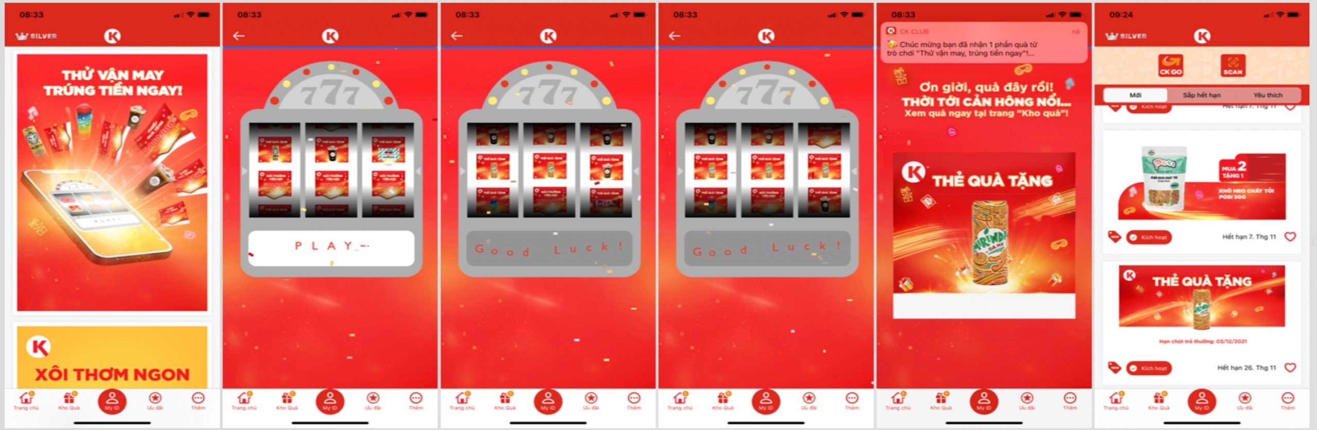 App screens created for CK Vietnam for the customer retention program members